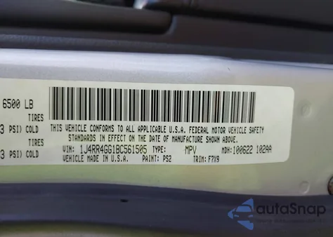 2011 Jeep Grand Cherokee Laredo из США, поврежденный, VIN 1J4RR4GG1BC561505